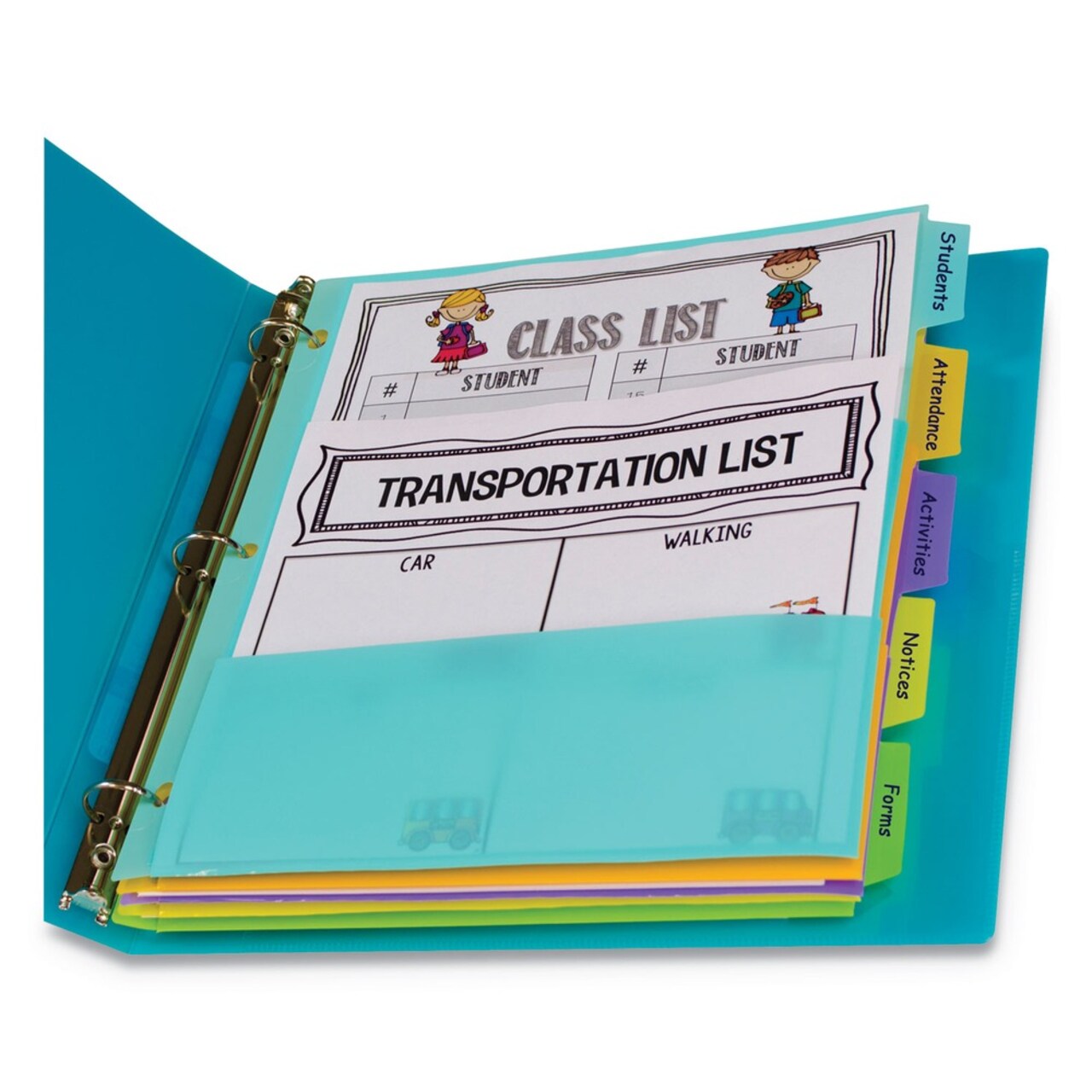 C-Line 11.5 in. x 10 in. 5-Tab Index Dividers with Multi-Pockets - Assorted (1-Set)